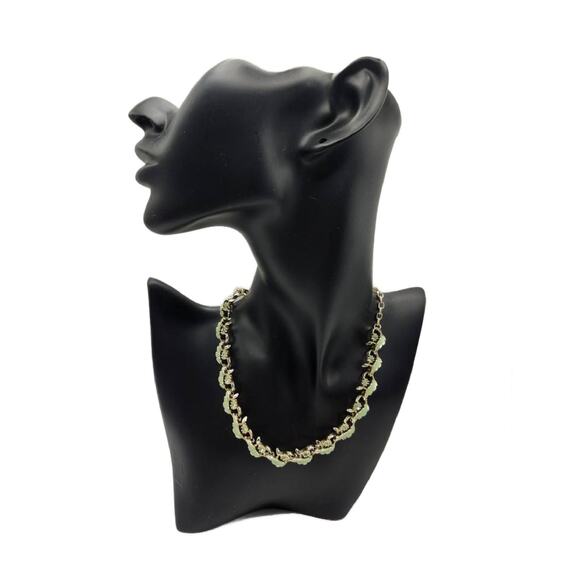 Vintage Mint Green Enamel and Crystal Choker Necklace, 1950s - Picture 8 of 11